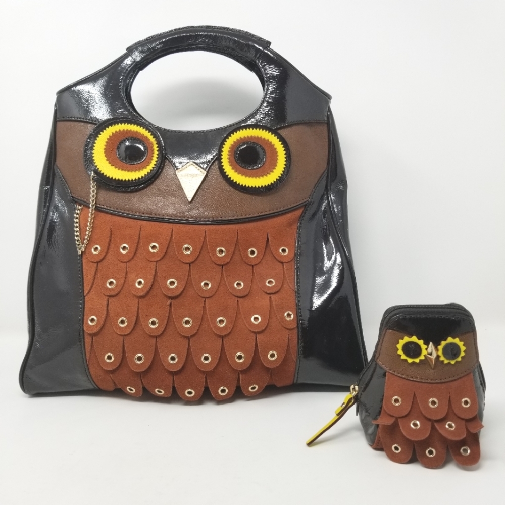 Kate Spade Maximilian Maxwell & Minerva Owl Handbag & Owl Coin Pouch Novelty Bag